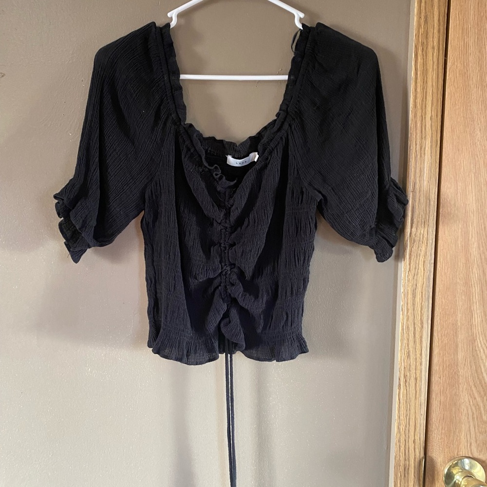 Lush Black Ruffled Blouse